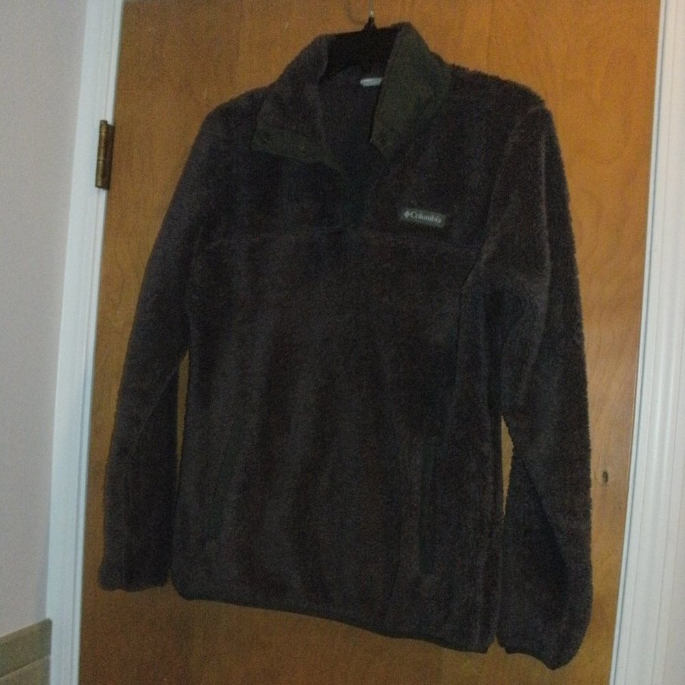Columbia Dark Plum Purple Quarter Zip Textured Fleece Pullover with Pockets sz S
